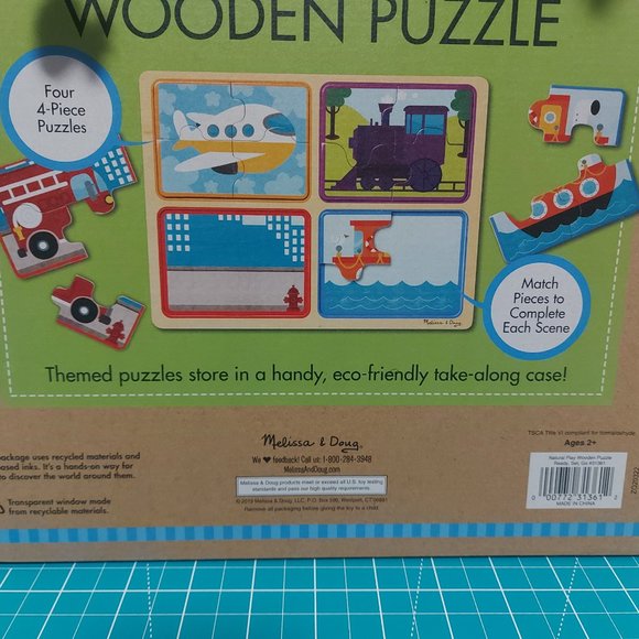 Melissa and Doug Wooden Puzzle 16 Pieces Age 2+ Ready Set Go Vehicles BRAND NEW - Picture 5 of 5